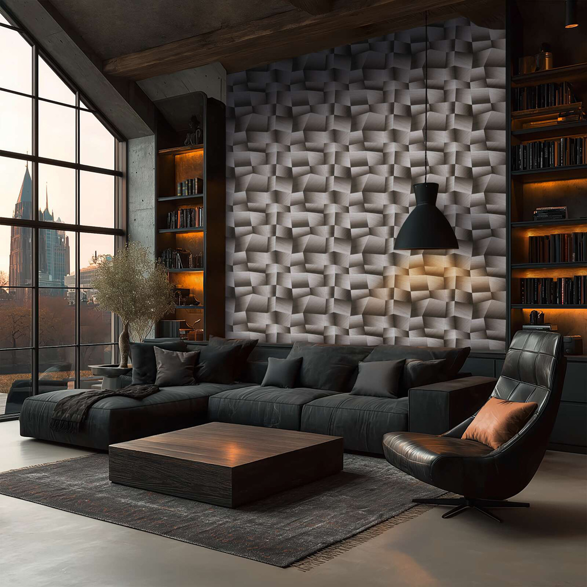 Papier peint Panneaux Géométriques Métal argenté - Vibes & Styles d'A.S. Création AMB2| Réf. AS-791975