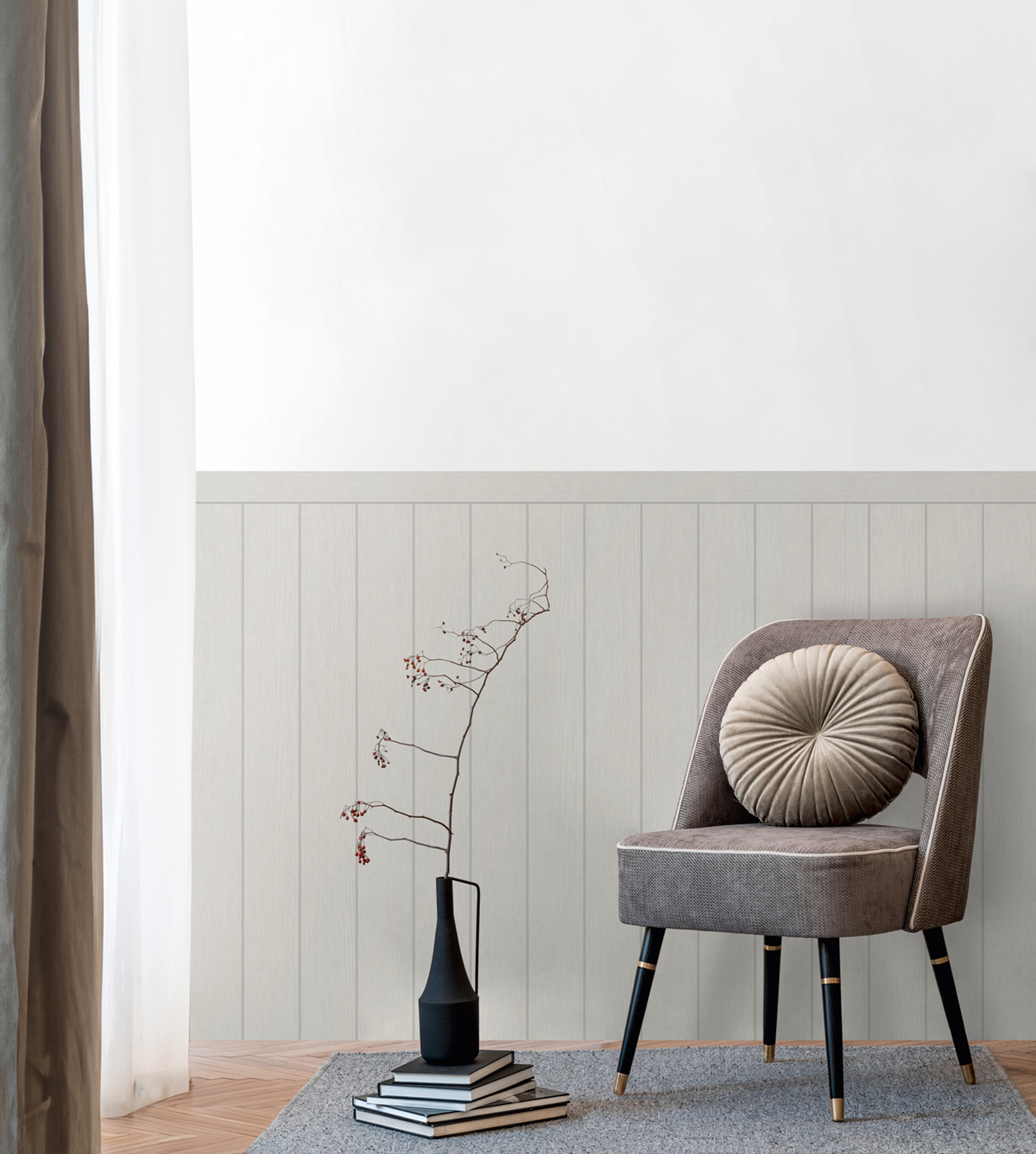 Papier peint Soubassement Lambris Bois gris - Wallpanel d'A.S. Création AMB2 | Réf. AS-398034