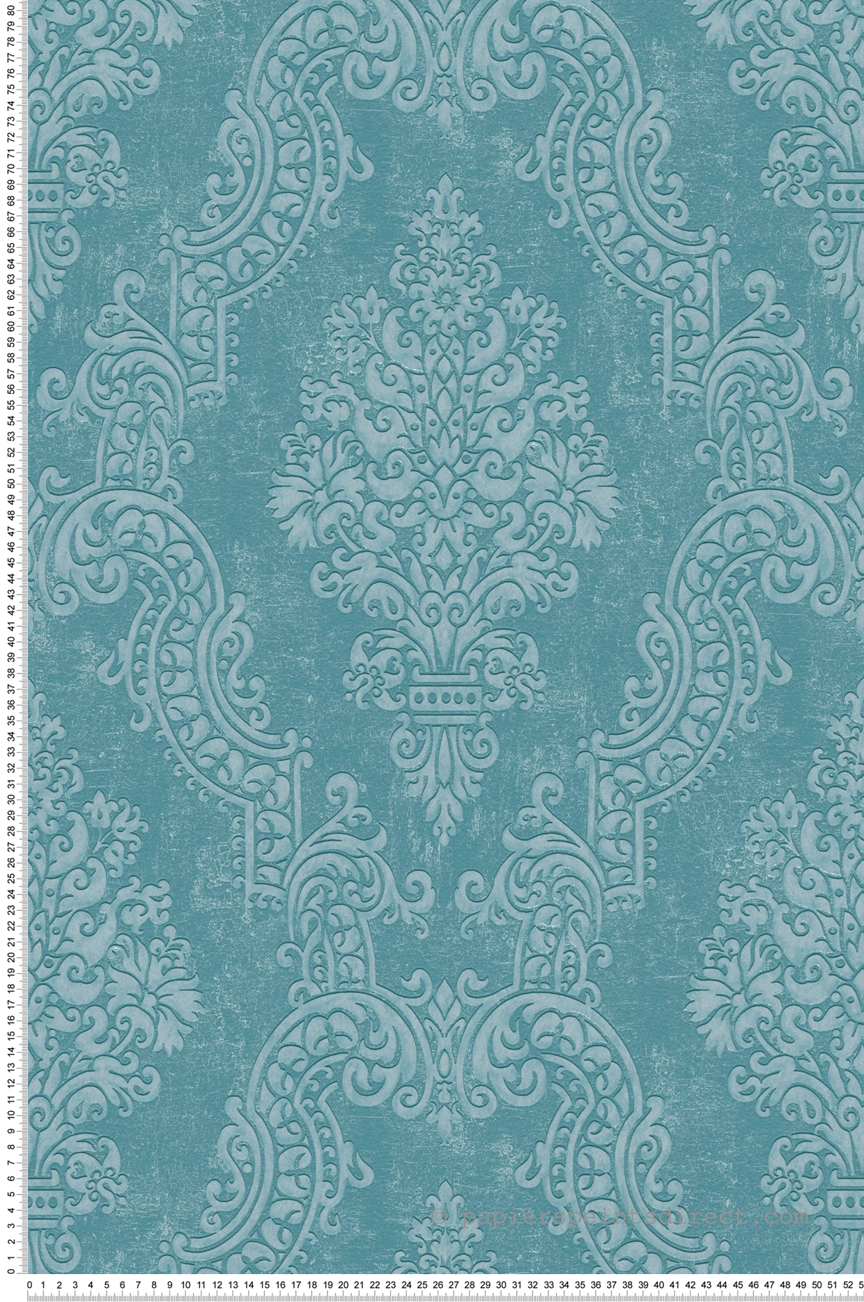 Papier peint Médaillon Baroque turquoise métallisé - Pure Elegance d'A.S. Création | Réf. AS-397654