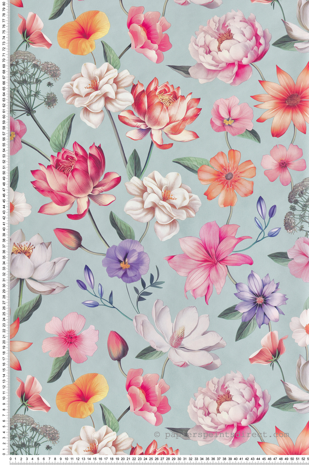 Papier Peint Fleur All Over bleu doux - Illusion d'Ugépa | Réf. UGP-M88801