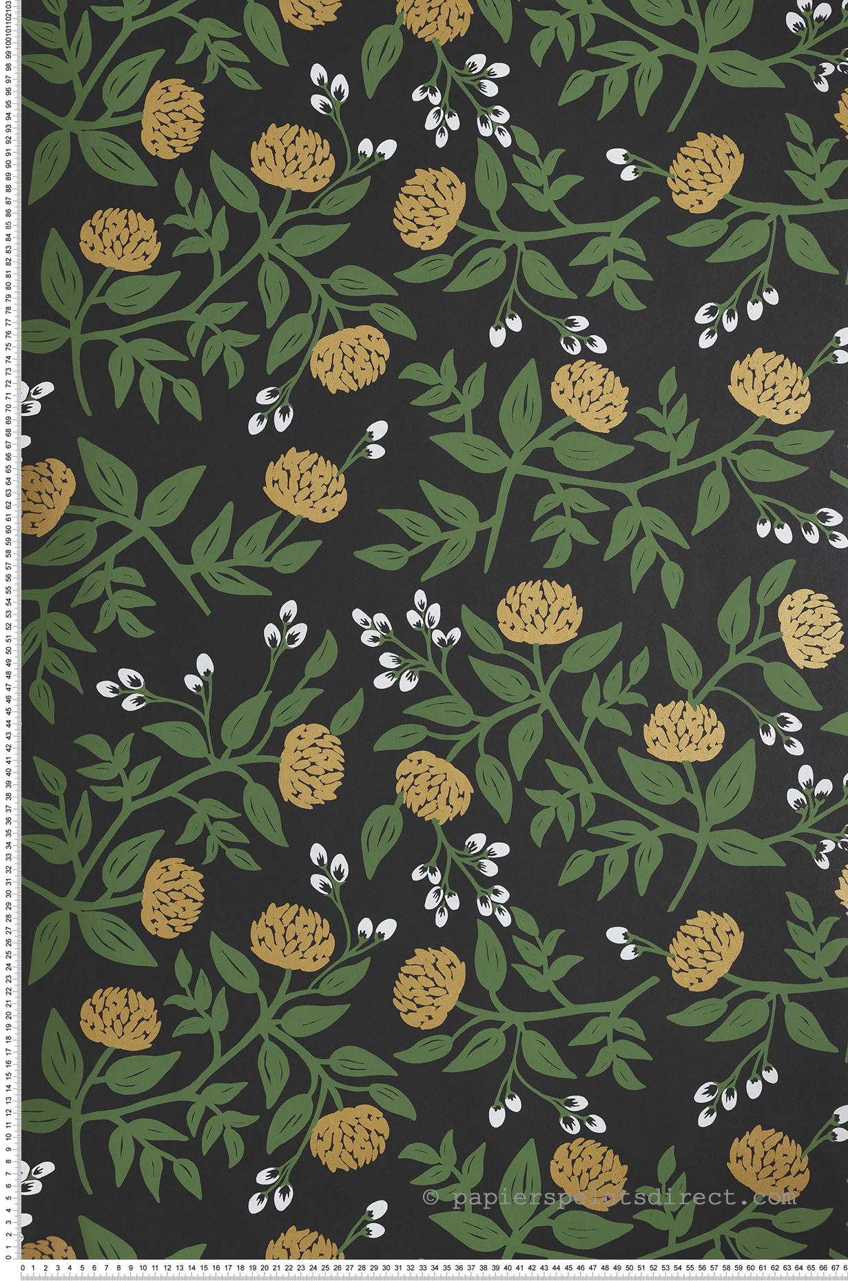 Papier peint Fleuri Peonies noir - Rifle Paper Co. d'Initiales | Réf. INI-RI5151