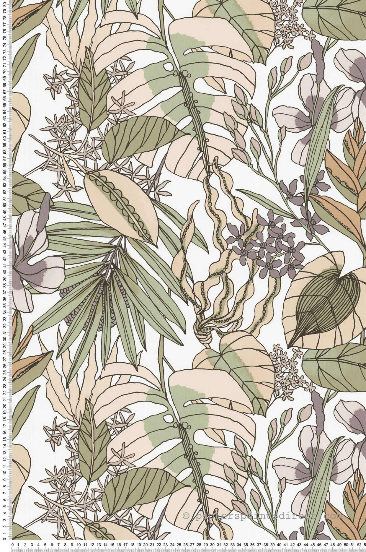 Papier peint Fleurs Tropicales vert et violet - Arty de Lutèce | Réf. LTC-51210507