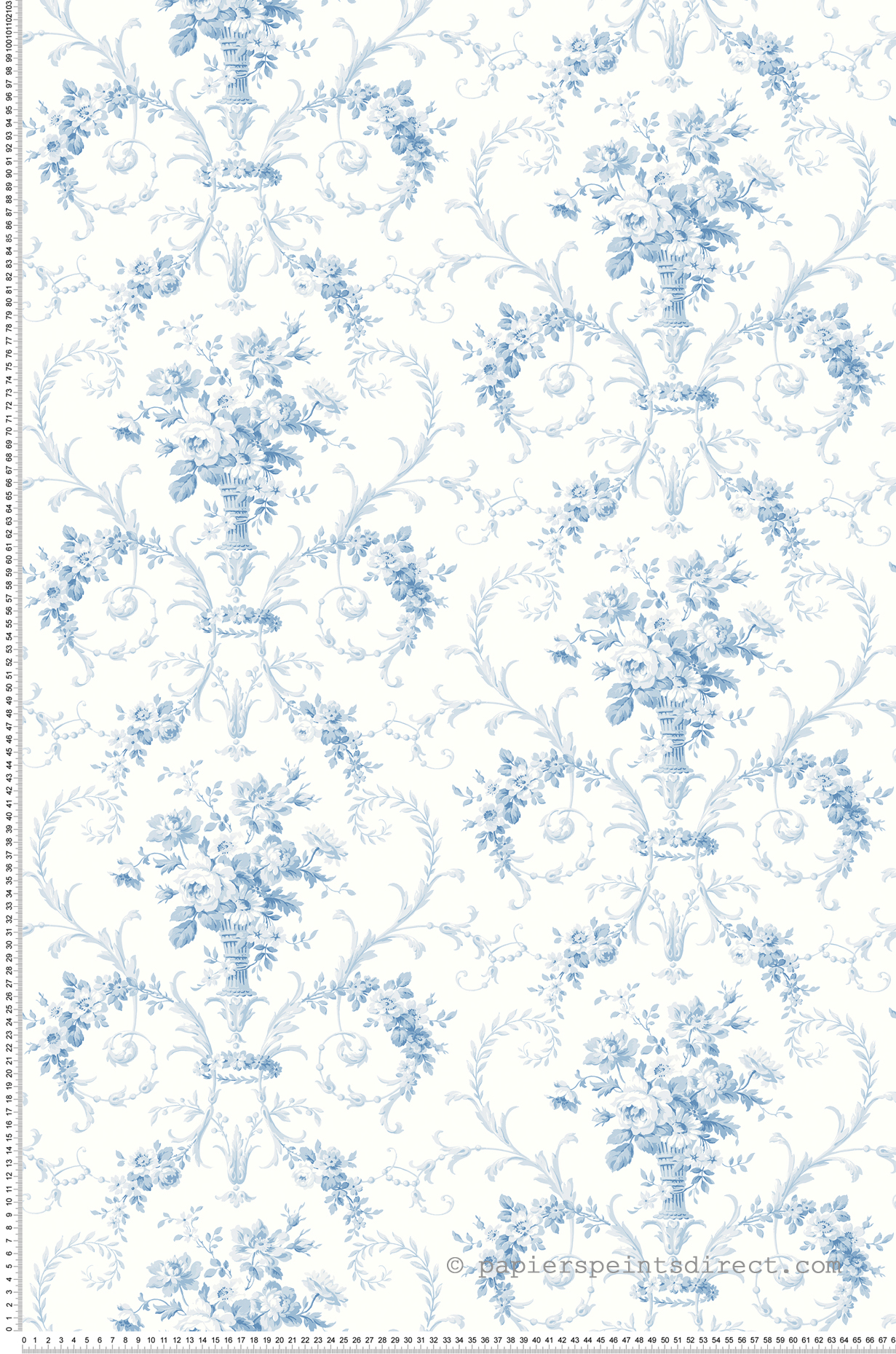 Papier peint Médaillon Ancien Fleuri bleu - Alice et Rose de Lutèce | Réf. LTC-VI81202