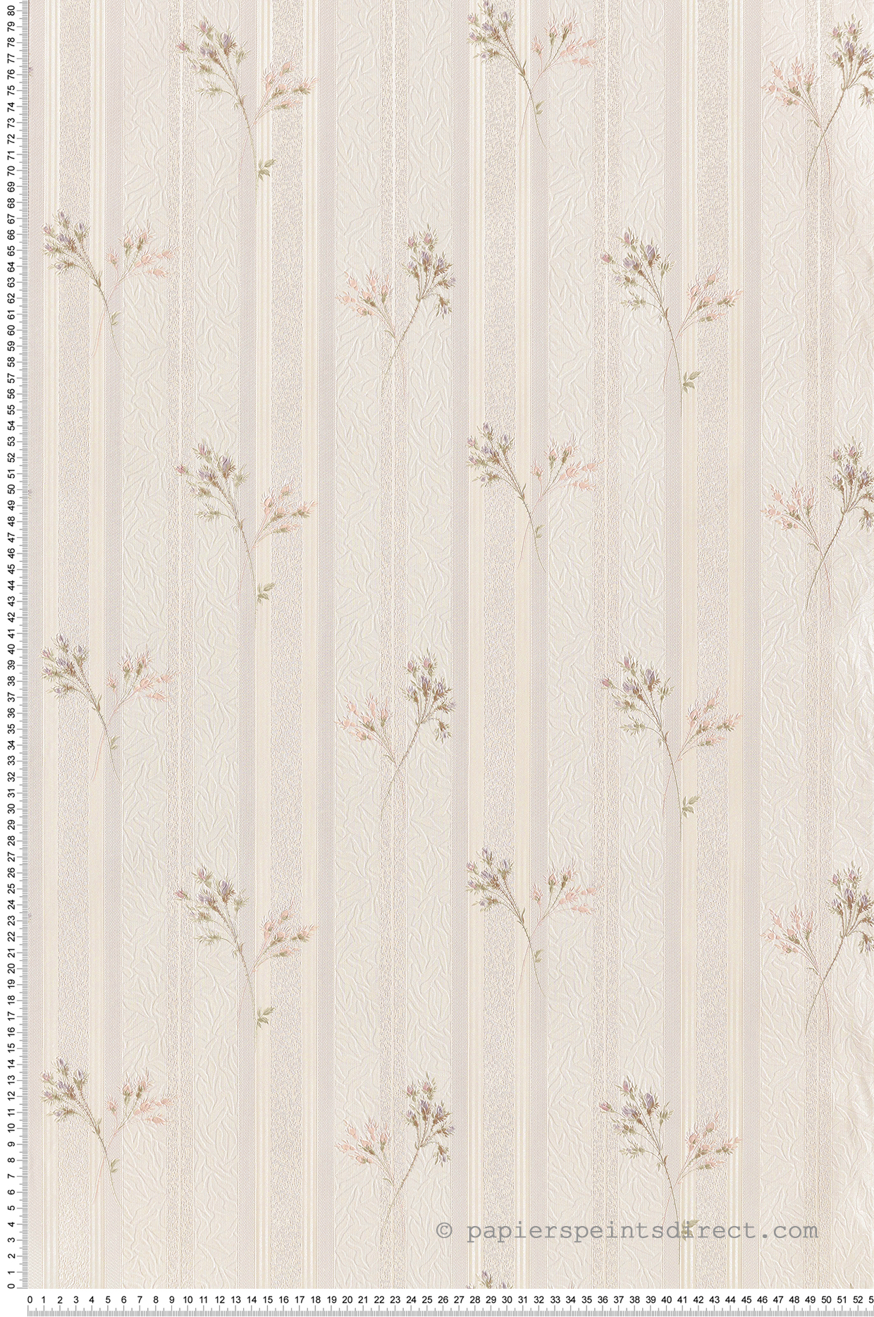 Papier peint Rayure et Fleur blanc doux irisé - Grand Classic de Montecolino | Réf. MC-Z66865
