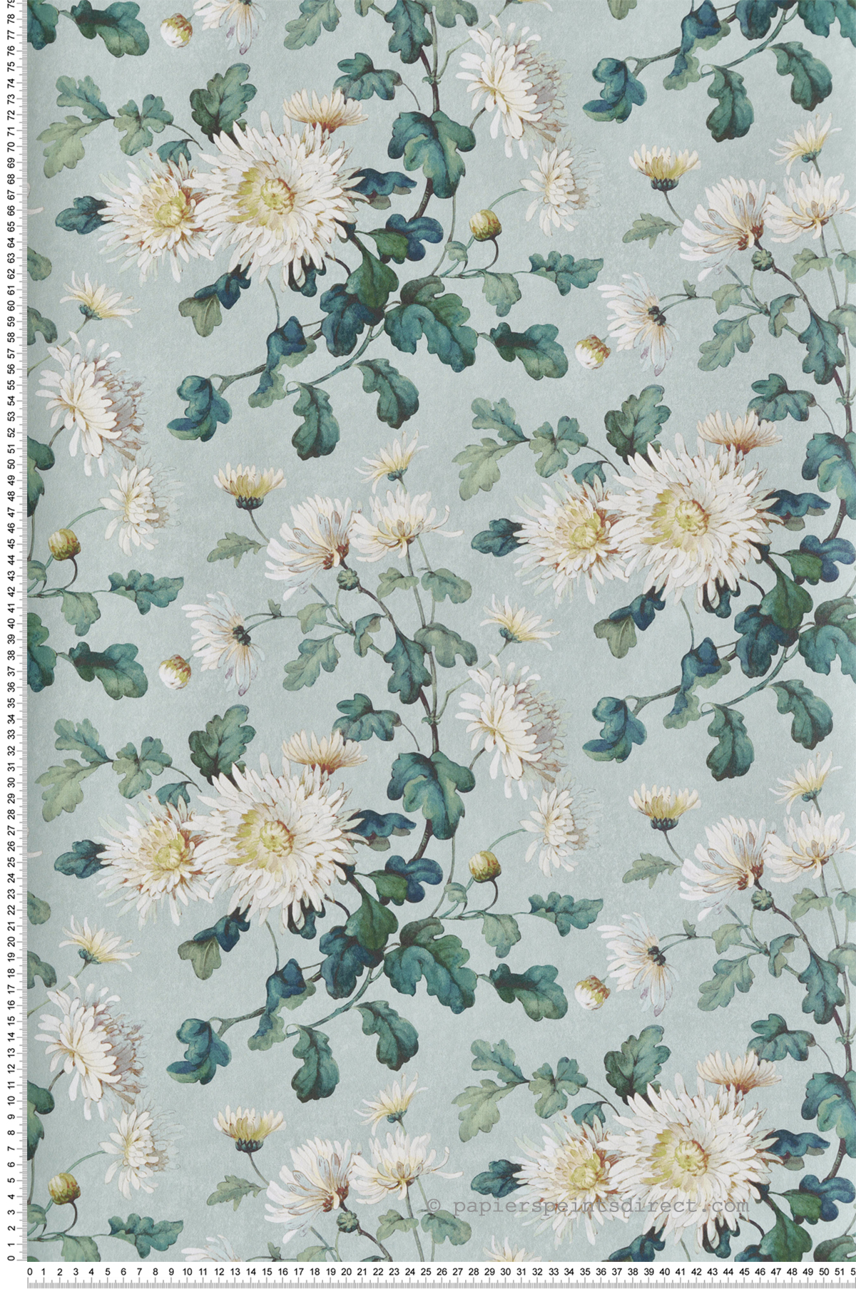 Papier peint Fleurs Vintage Charlotte vert céladon - V&A Decorative Papers III d'Initiales | Réf. INI-2513-190-02