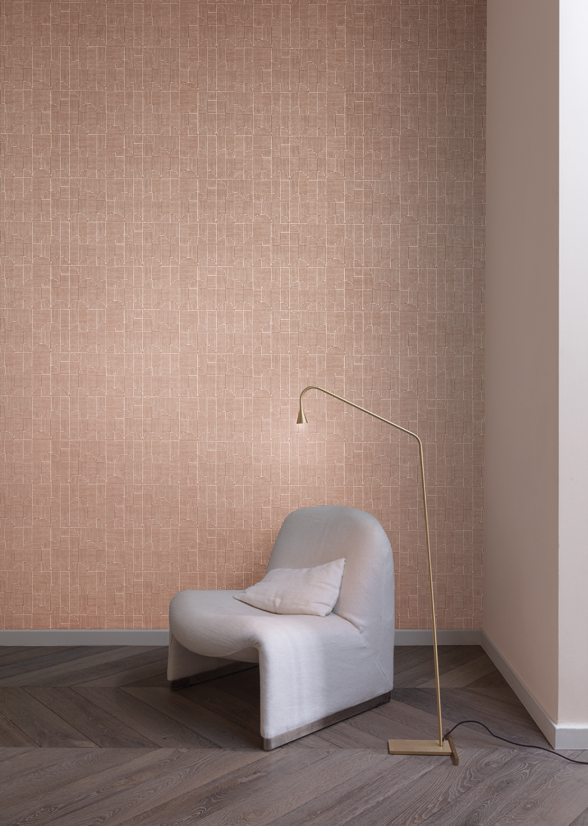 Papier peint Carré Géométrie Manzoni terracotta irisé - The Texture Book de Masureel | Réf. MAS-ILA403