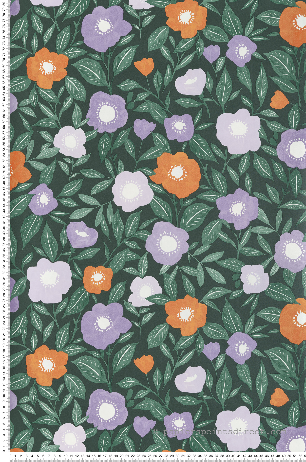 Papier peint Fleur Graphique Lucky violet orange - Happy Therapy de Casélio | Réf. HTH104077768