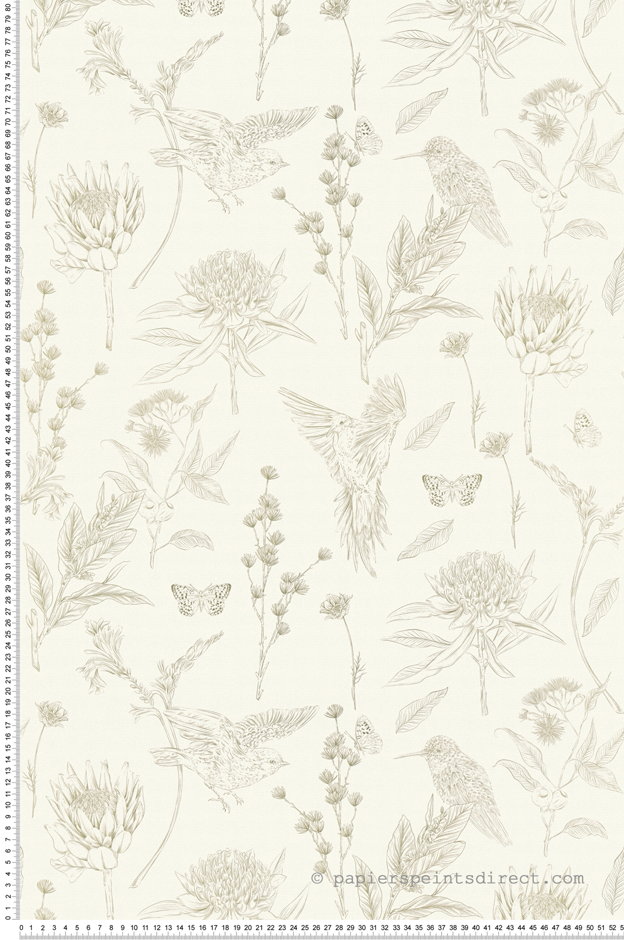 Papier peint Oiseau Nature Papillon vert blanc - Drawn Into Nature de Livingwalls | Réf. 39429-3