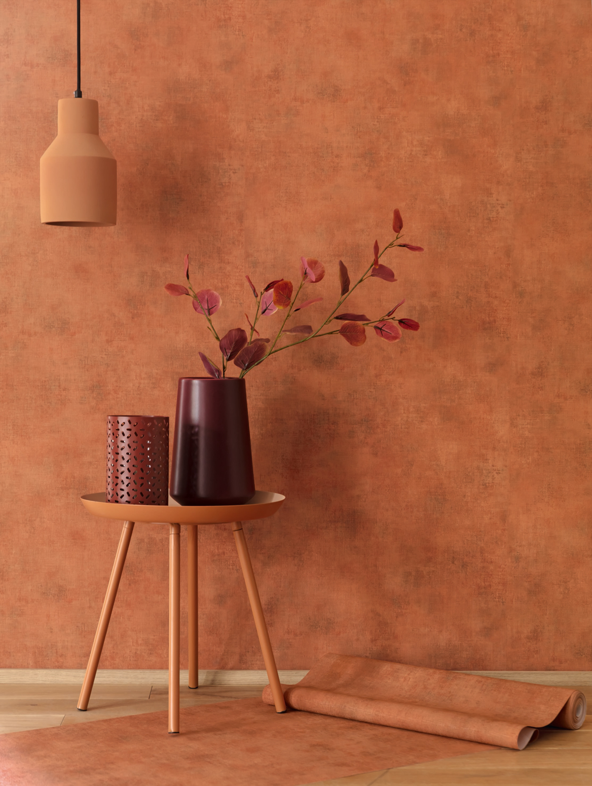 Papier peint Faux uni orange cuivré - Telas 2 de Casélio | Ref. TEL102073050