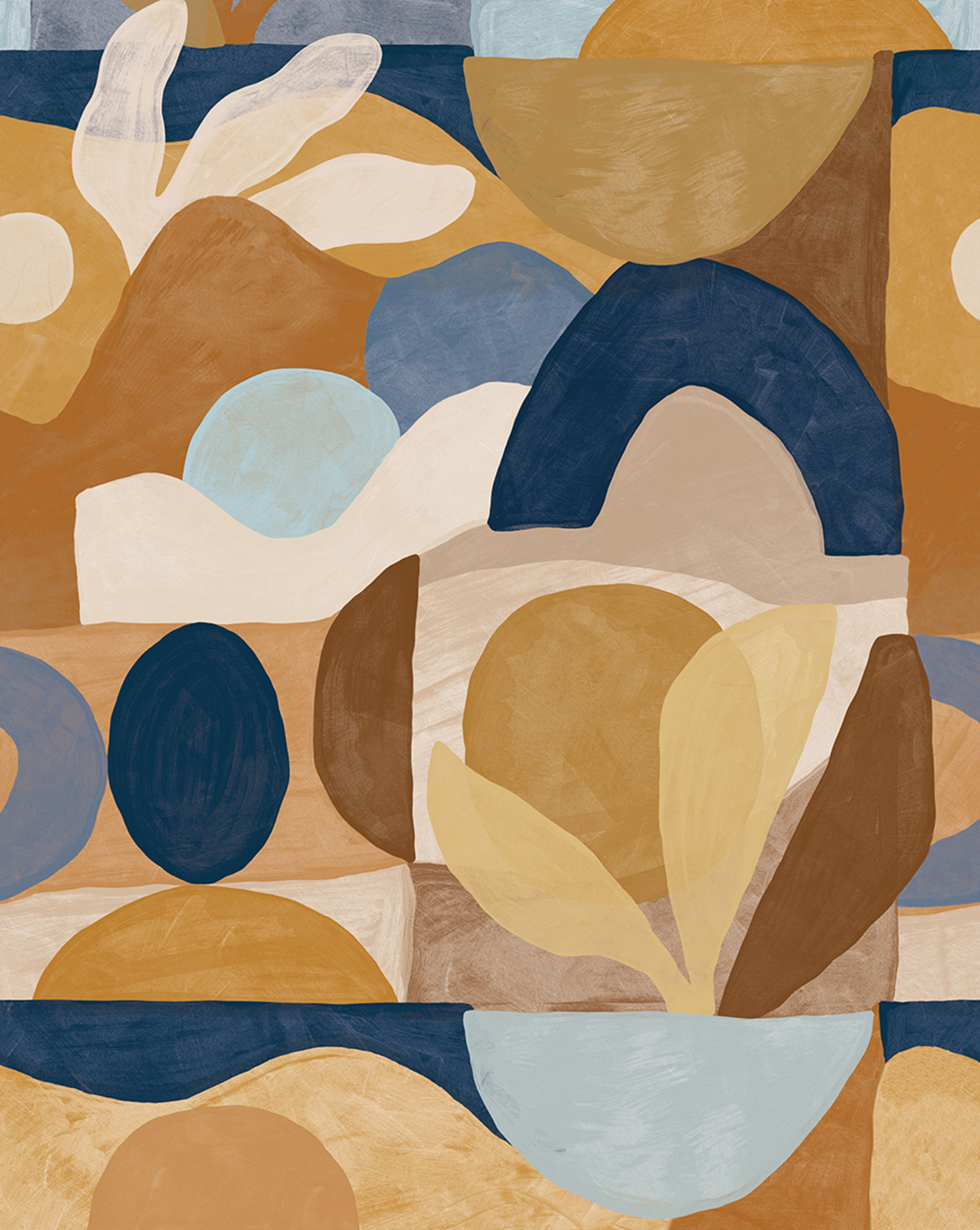 Papier peint panoramique Graphique Grandiose camel bleu S 200x250 - XXL de Casélio | Réf. XXL105112005