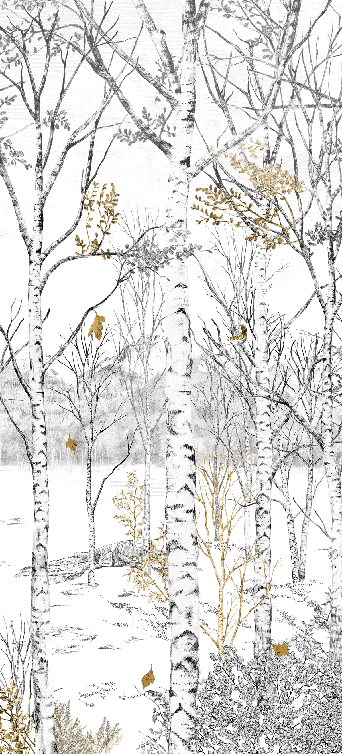 Papier peint panoramique Forêt Nunavut Doré C - 7/8/9 - Isidore Leroy