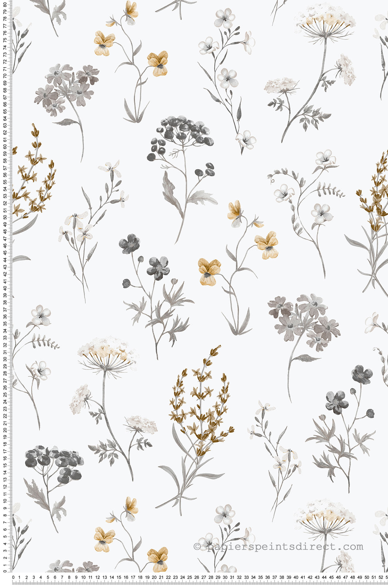 Papier peint Fleurs des Prés gris beige - Romance de Lutèce | Réf. LTC-19012