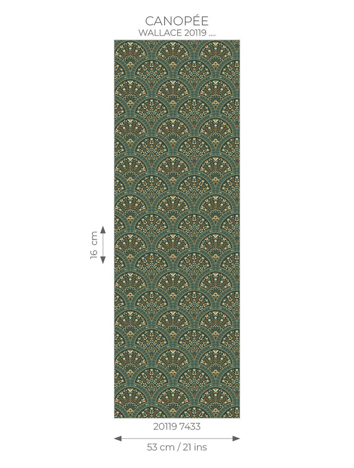 Papier peint Art Déco Wallace vert canopée irisé - Heritage de Casadéco AMBR | Réf. HETA201197433