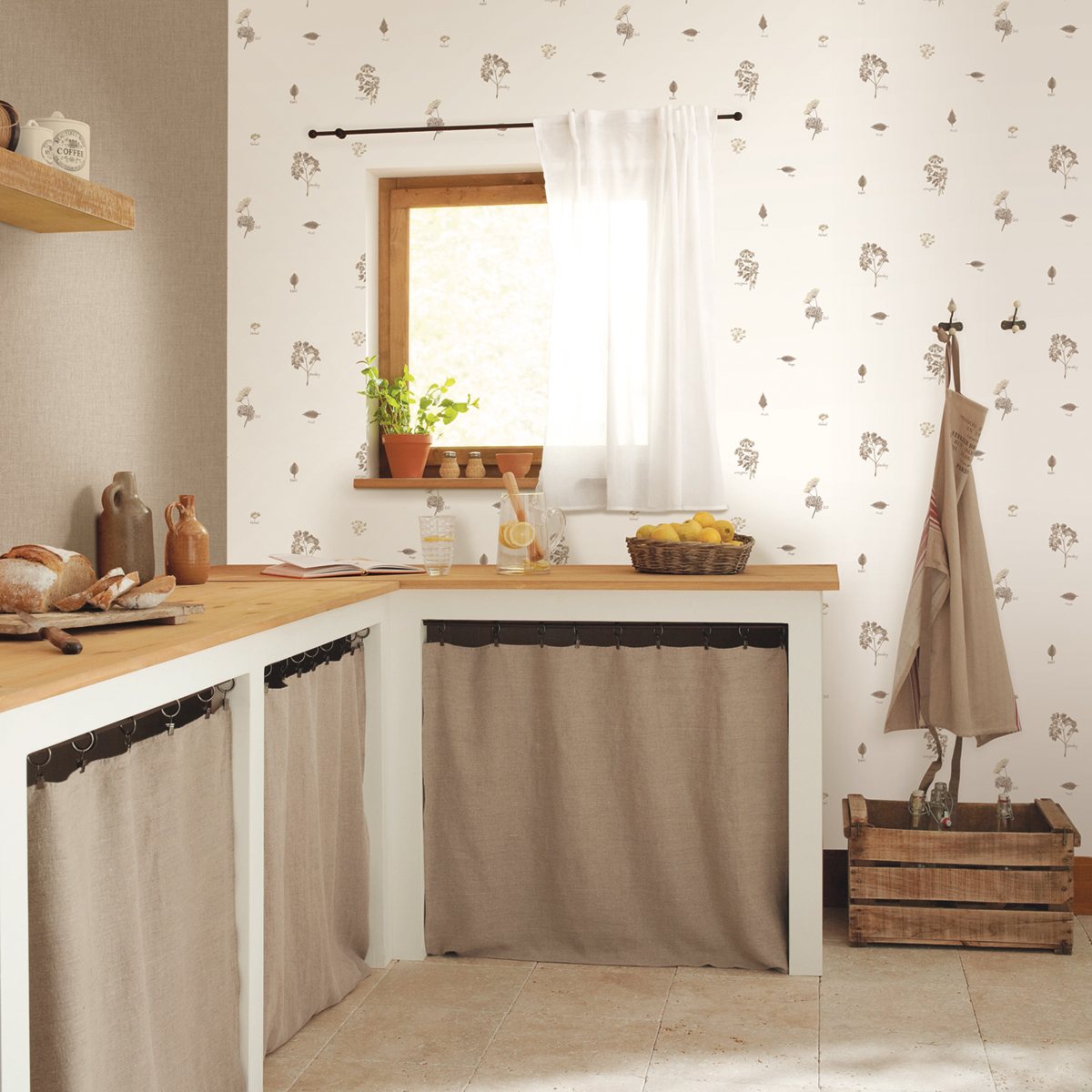 Papier peint Uni toile café au lait - Au Bistrot d'Alice de Casélio | Réf. BIS68521837