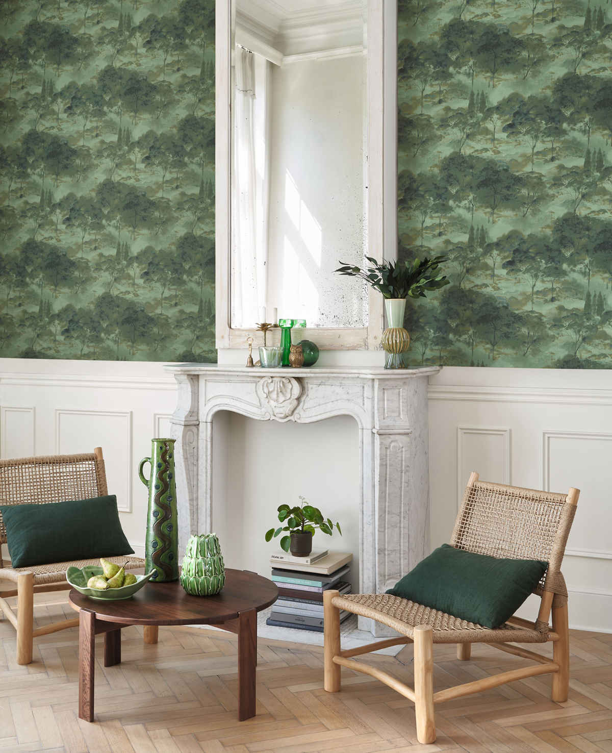 Papier peint Arbre Forêt Sila vert eucalyptus - Riverside 4 de Casadéco | Réf. RIVI89557958