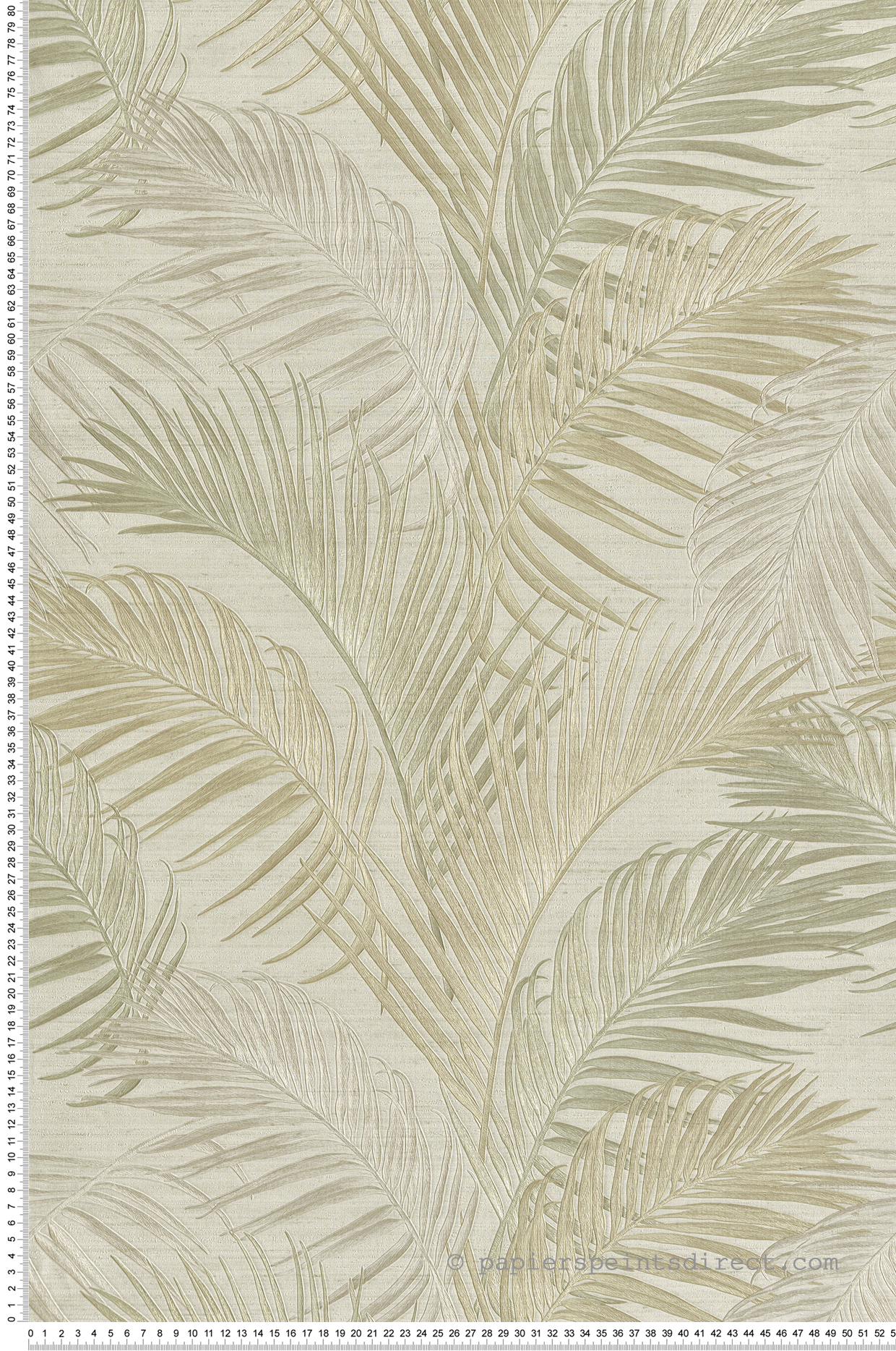 Papier peint Palmes Vintage Relief vert amande gris - Opera de Montecolino | Réf. MC-OP33315