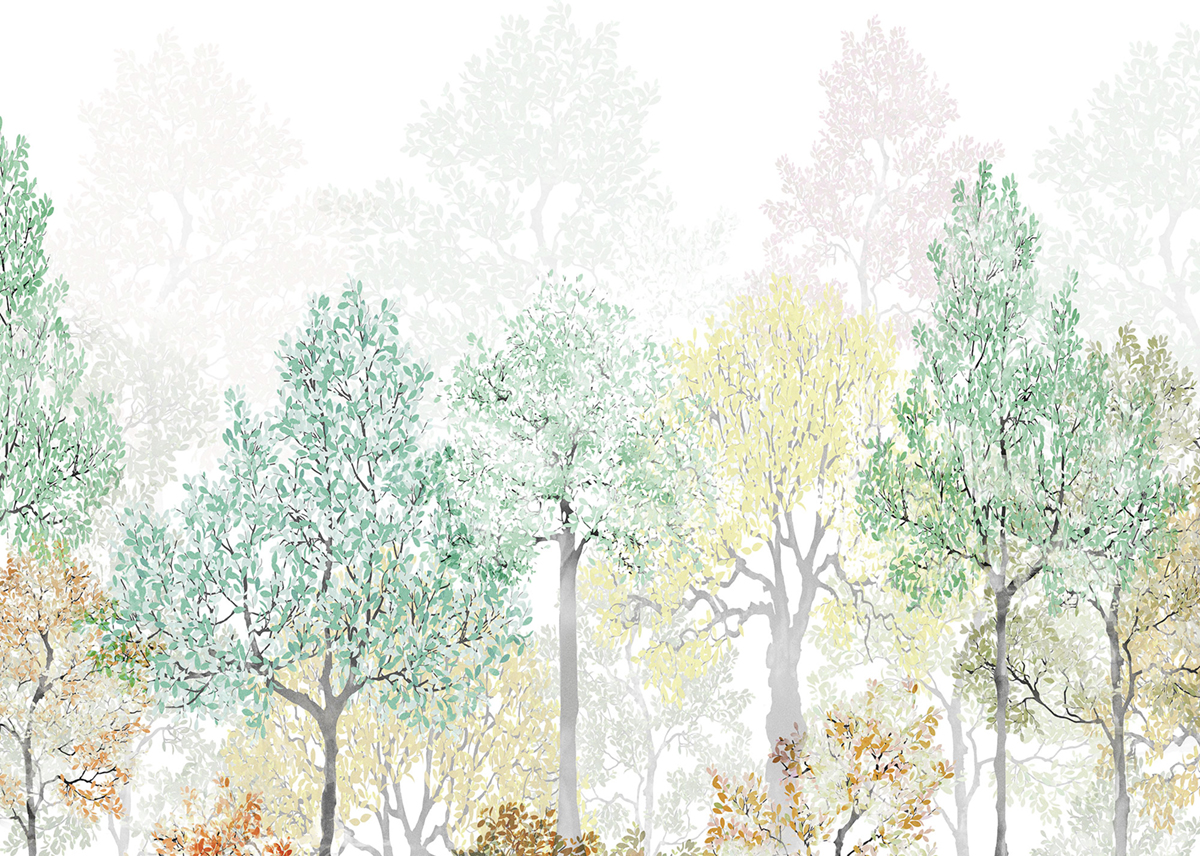 Papier peint panoramique Forêt Bright Rainbow - Papier peint Komar Flair