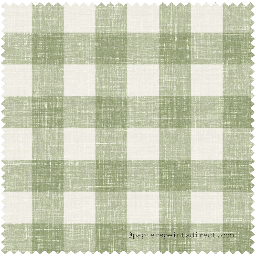 Tissu Bebe Grand Carreau Vichy vert blanc - French Country d'Initiales | Réf. INI-FC62904F