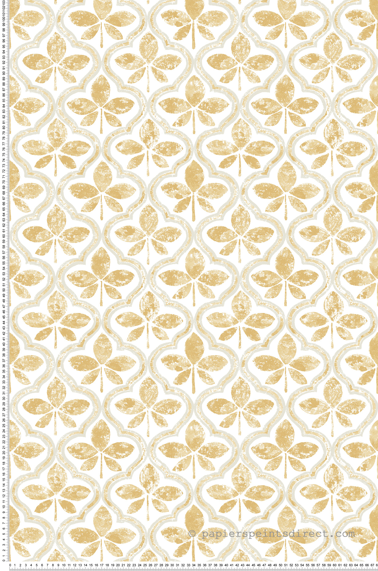 Papier peint Médaillon Feuille Séville jaune - Greenhouse de York (Initiales) | Réf. INI-GO8271