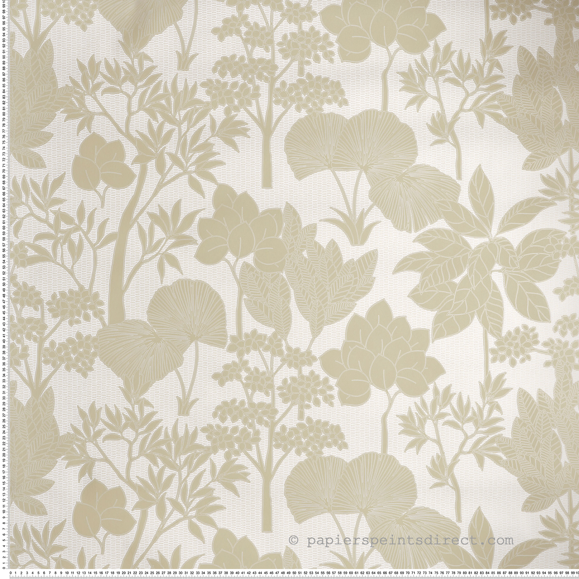 Papier peint Jardin Exotique Inara beige vert doré - Tressora de Casamance | Réf. CAS-76900100