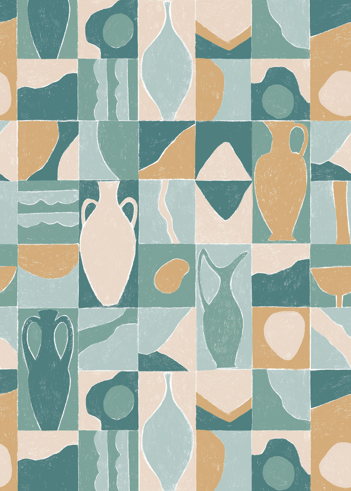 Papier peint panoramique Atelier Ceramic Tiles vert M 200X280 - Pimp My Wall de Casélio | Réf. PMW104747103