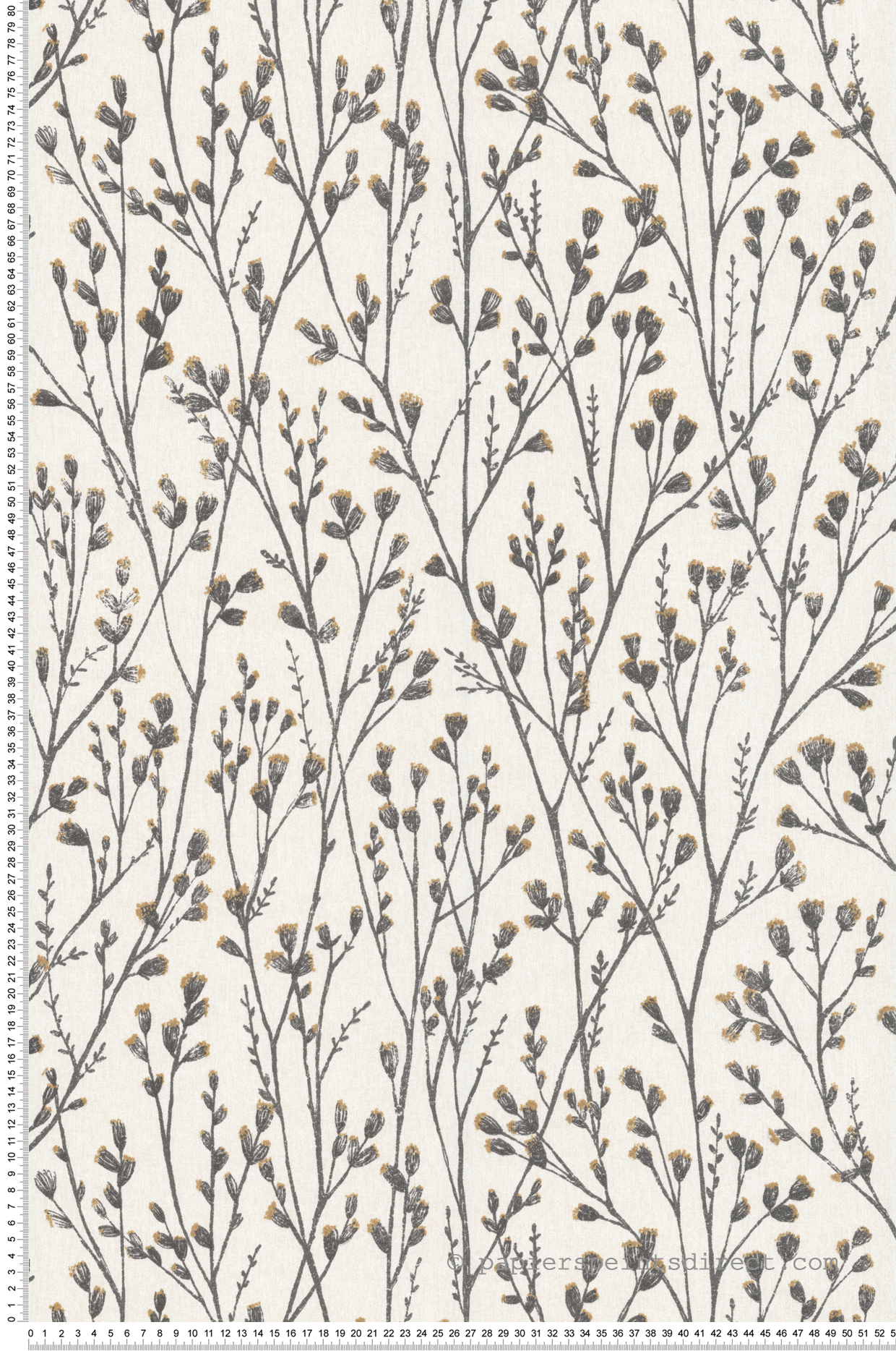 Papier peint Dessin Floraison Pailleté jaune anthracite - Séjours & Chambres de Lutèce | Réf. LTC-133280802