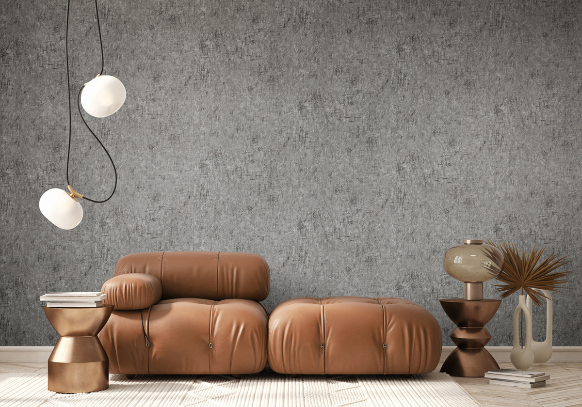 Papier peint Effet Béton Lisse gris foncé - Pearl de Montecolino | Réf. MC-65302