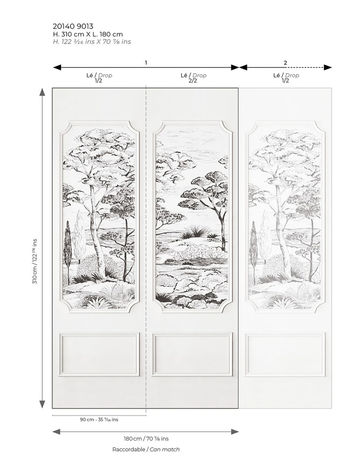 Papier peint panoramique Moulure Cadre Estival noir fusain - Moulures & Co de Casadéco | Réf. MOCO201409013