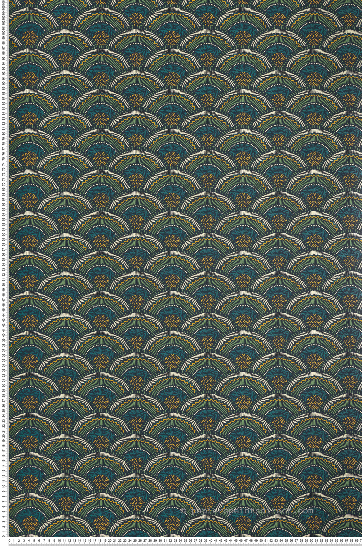 Papier peint Cercle Ethnique Otto vert bleu - Printemps Viennois de Casamance | Réf. CAS-74821544