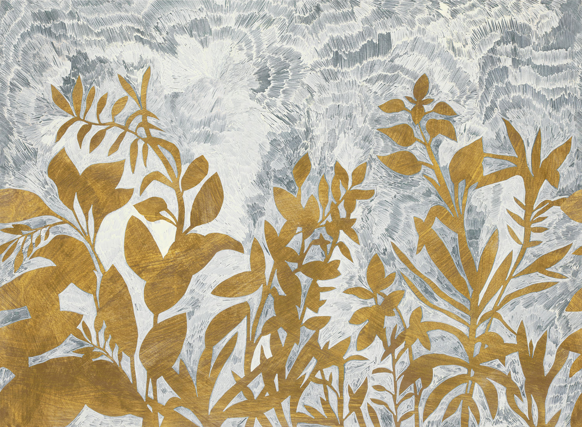 Papier peint Panoramique Fleur De Lune gris doré - Panoramas 2 de Casamance | Réf. CAS-75651832