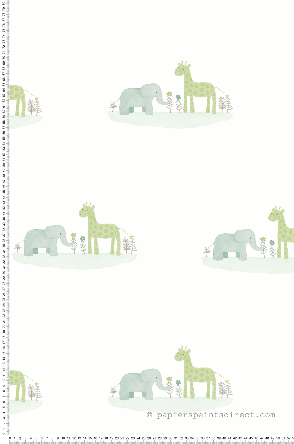 Papier peint Animaux Marius & Candice vert - Rose & Nino de Casadéco | Réf. RONI85536132