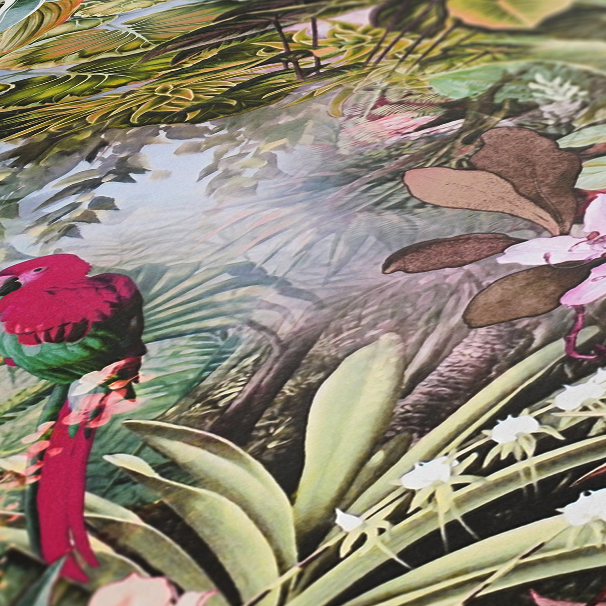 Papier peint Jardin et Perroquet vert et violet - Dream Flowery de Architects Paper | AMB Réf. 38179-3