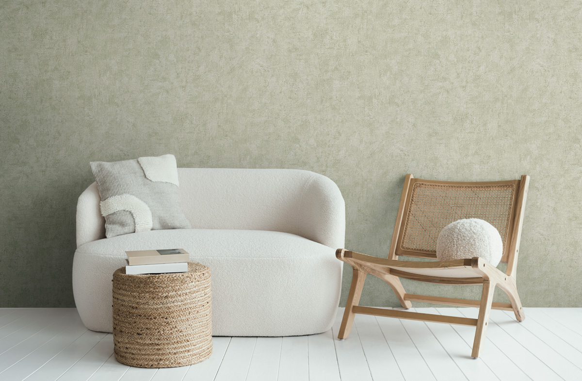 Papier peint Faux uni Texturé vert sauge - History of Art 2 d'AS Création | Réf. AS-790519