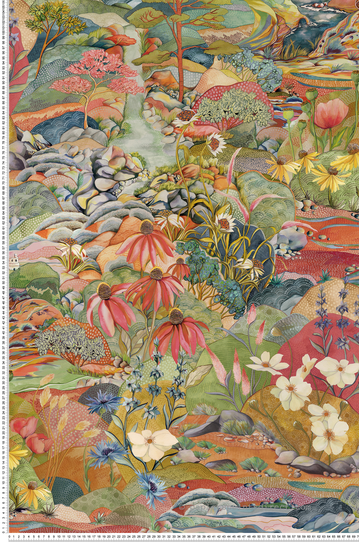 Papier peint Jardin Trebah coloré terracotta - Lamorran d'Osborne & Little | Réf. OSB-W7685-02