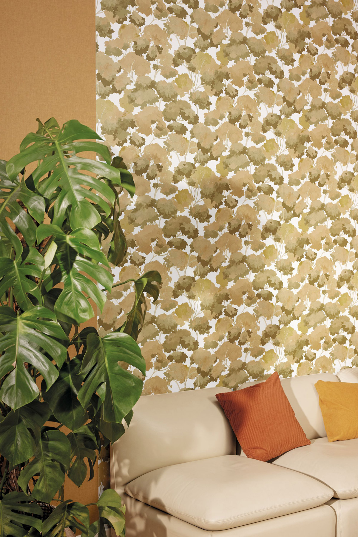 Papier peint Forêt Scandinave Été kaki ocre - Balade de Casélio AMB2| Réf. BLD106107122