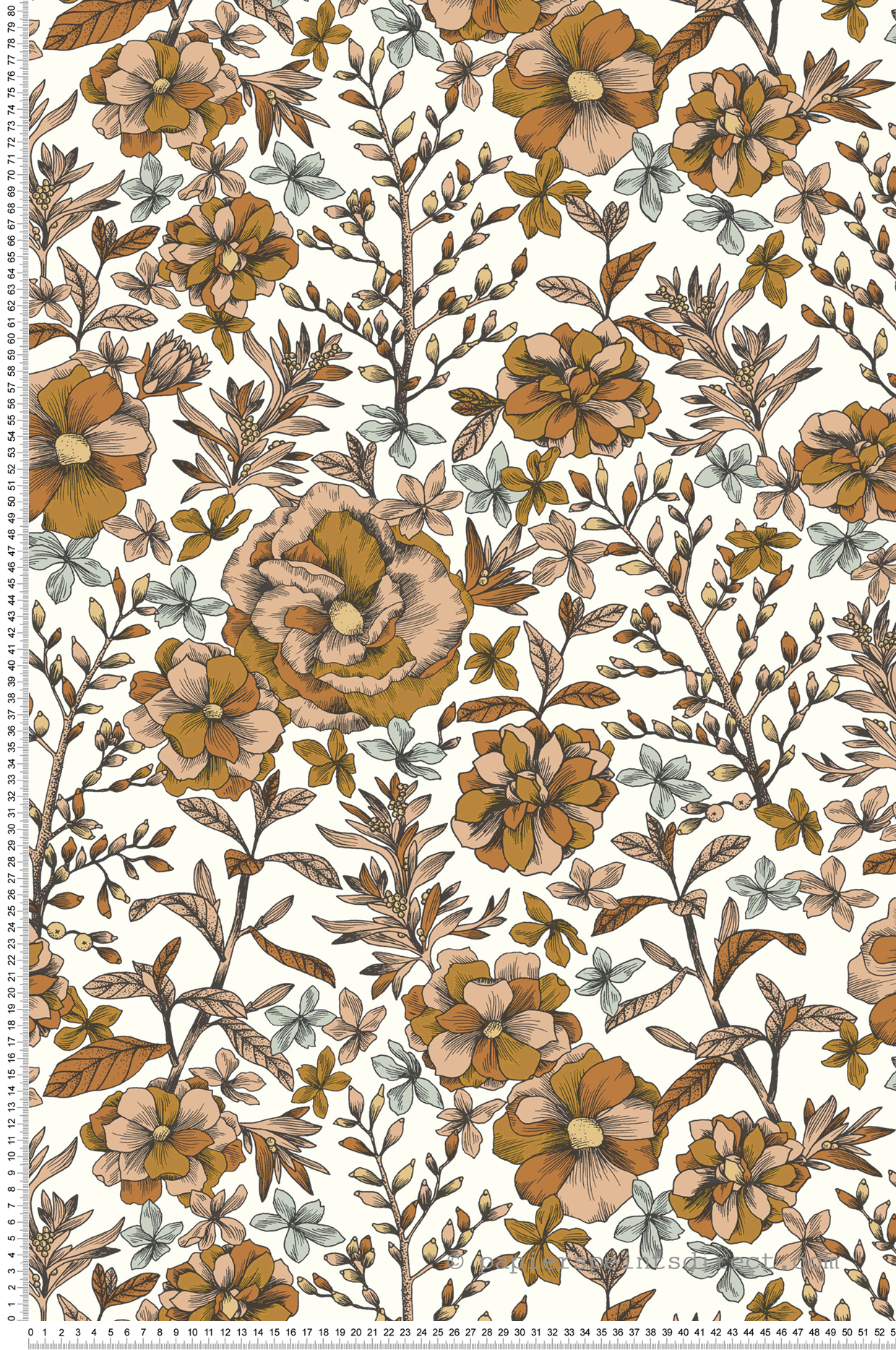 Papier peint Fleuri Jardin de Beauregard terracotta - Nos Gravures de Casélio | Réf. NGR103060333