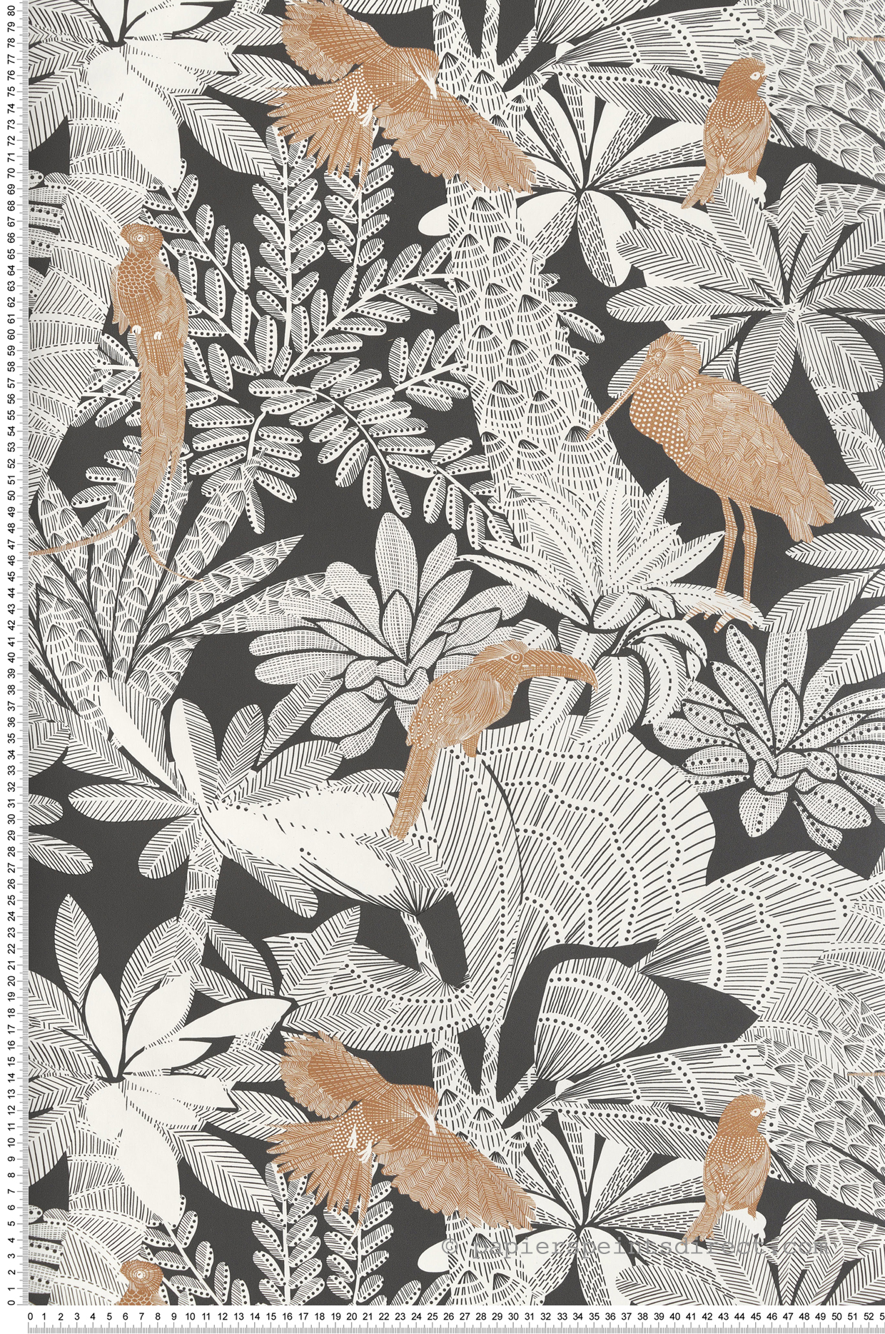 Papier peint Oiseaux Feuille Riviera noir cuivré - Moonlight 2 de Casélio AMB | Réf. MLGT104268123