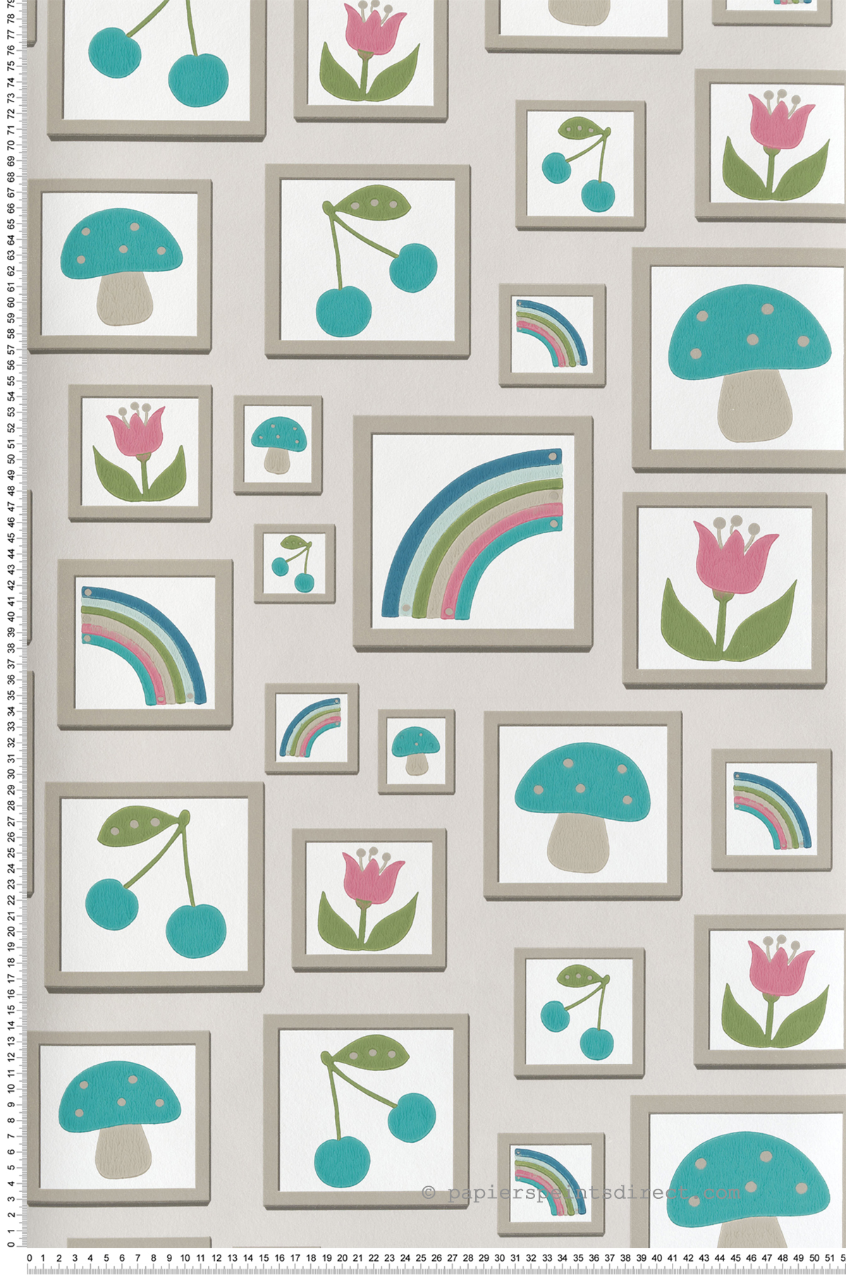 Papier peint Cadre Enfant Balance Portland Stone - Storybook Papers de Little Greene | Réf. 0231BAPORTL