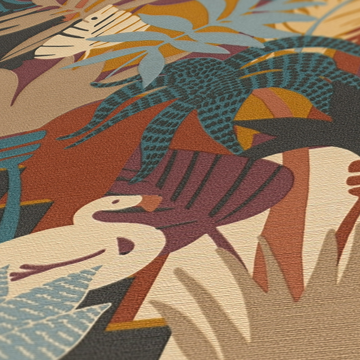 Papier peint Animaux Tropical Forest prune jaune - Antigua d'A.S. Création AMB3 | Réf. SP15952