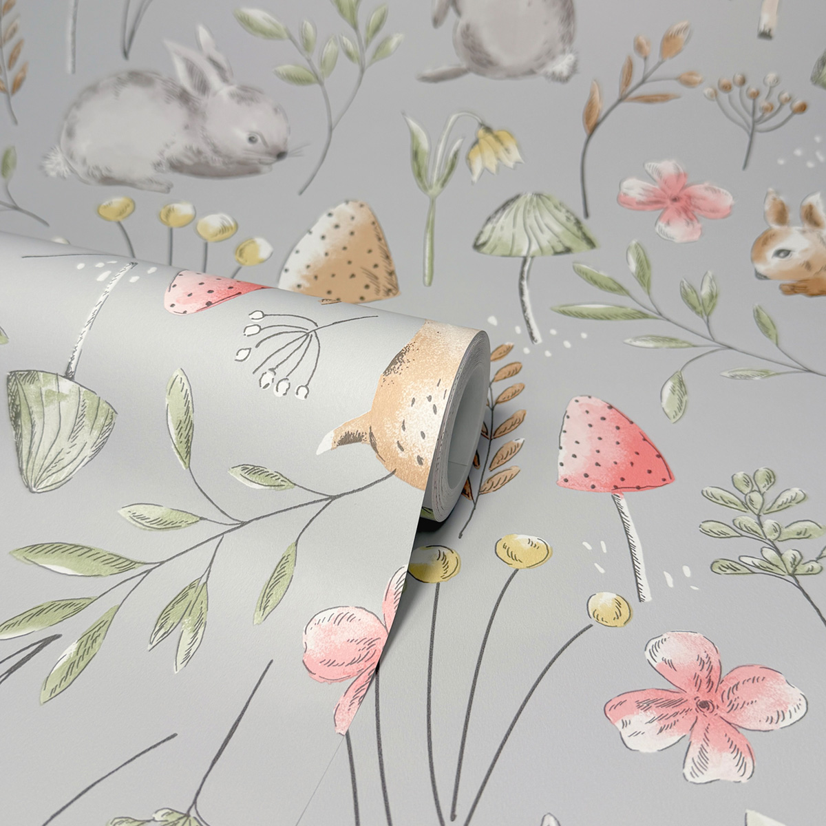Papier peint Animaux Lapin Forêt gris - Imagine de Lutèce ROLL | Réf. LTC-DL27546