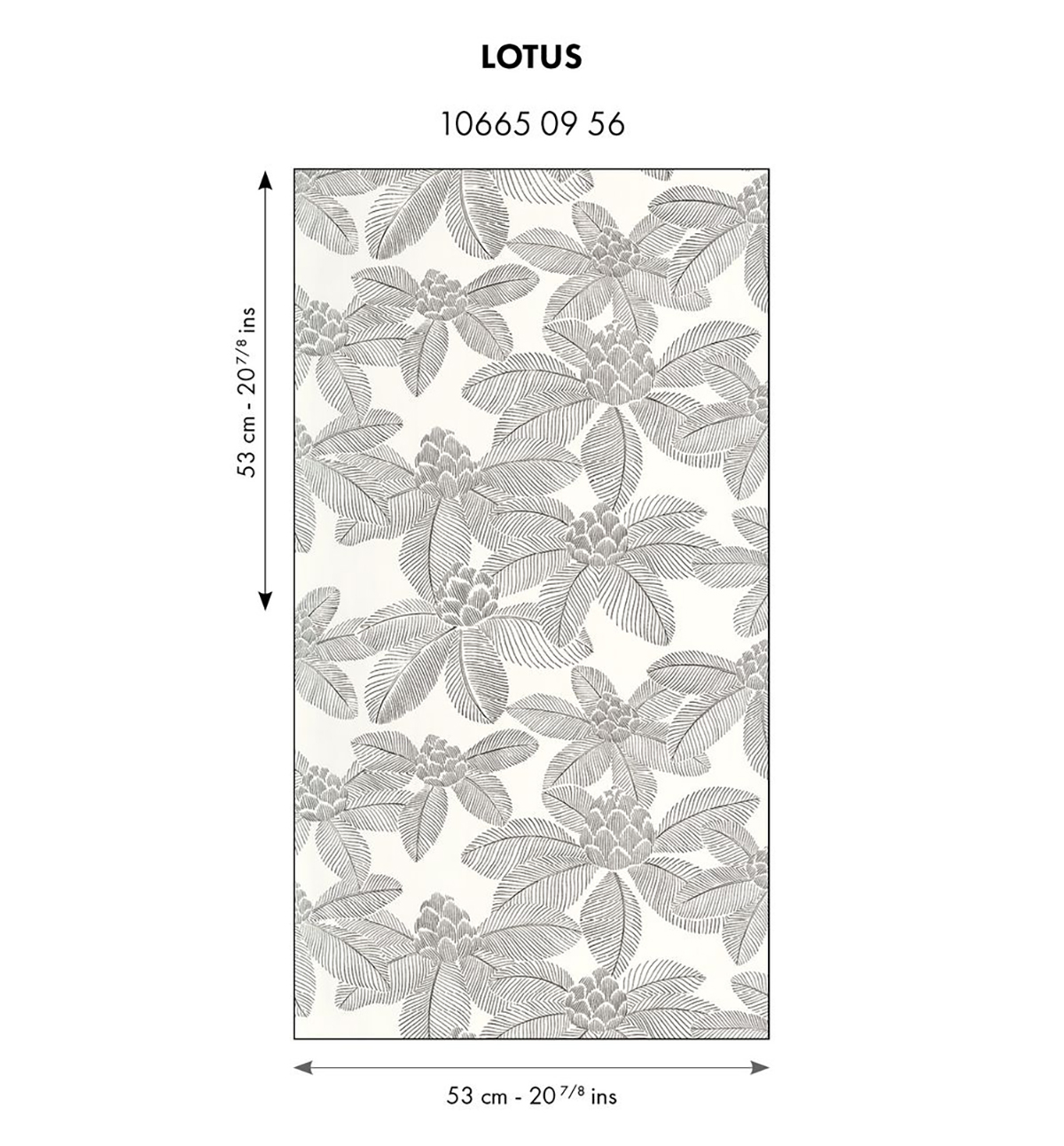 Papier peint Palmier Tropical Lotus noir et blanc - Art of Botany de Casélio AMBR | Réf. AOB106650956