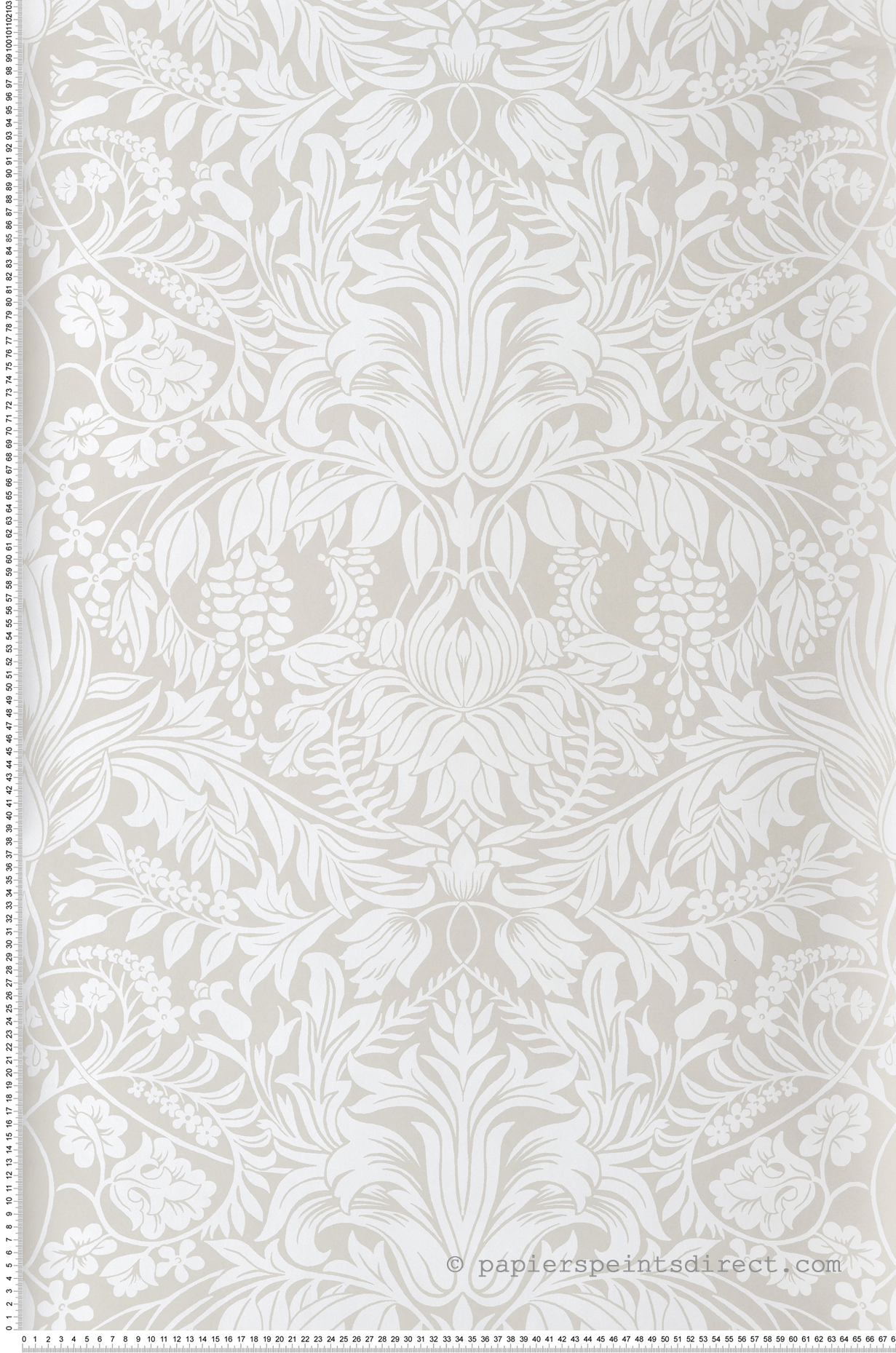 Papier peint Damassé de Glycines beige - Arts & Crafts d'Initiales | Réf. INI-AC9194