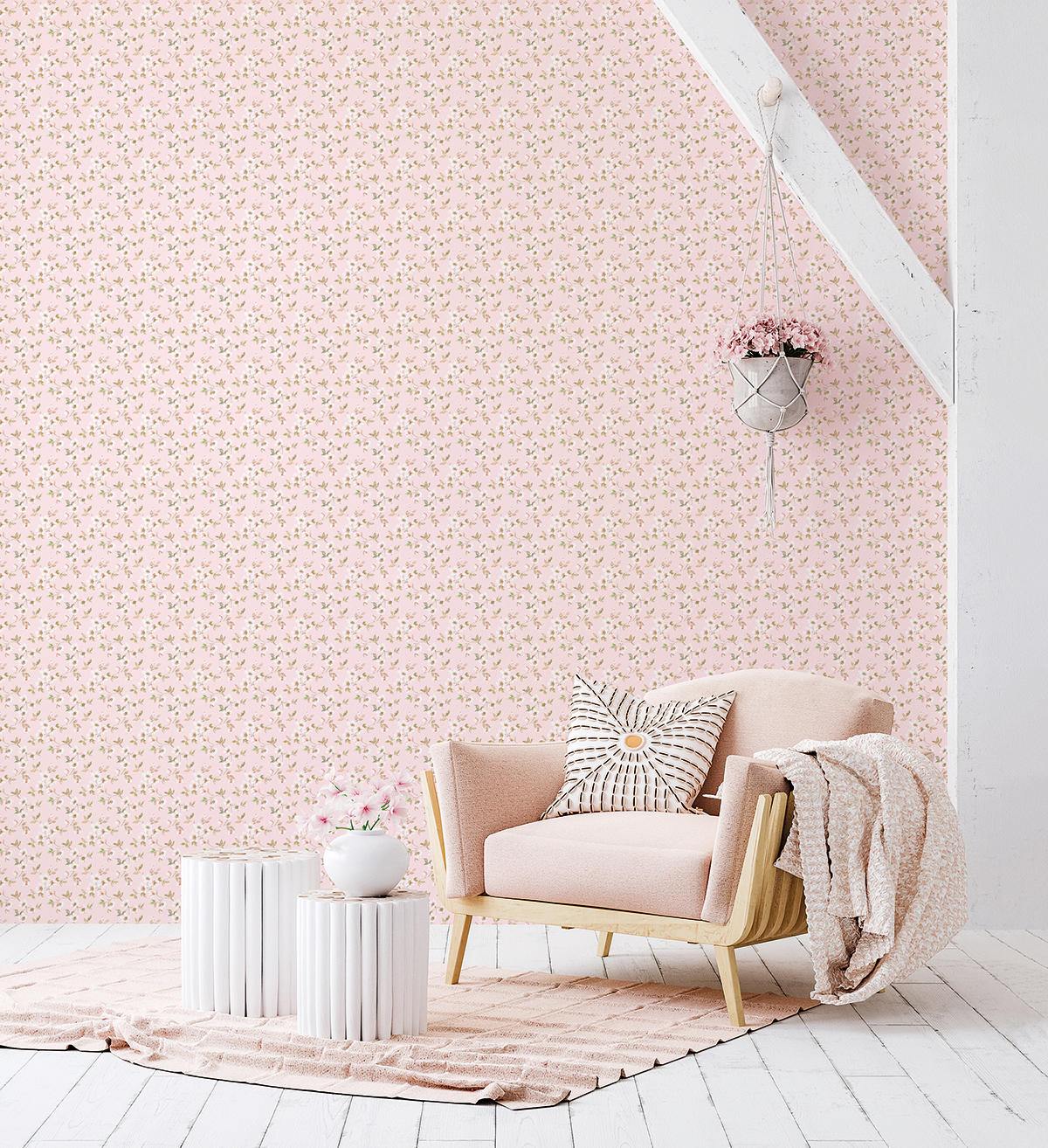 Papier peint Fleurs Eglantier rose - Jardin Secret de Lutèce | Réf. LTC-G78487