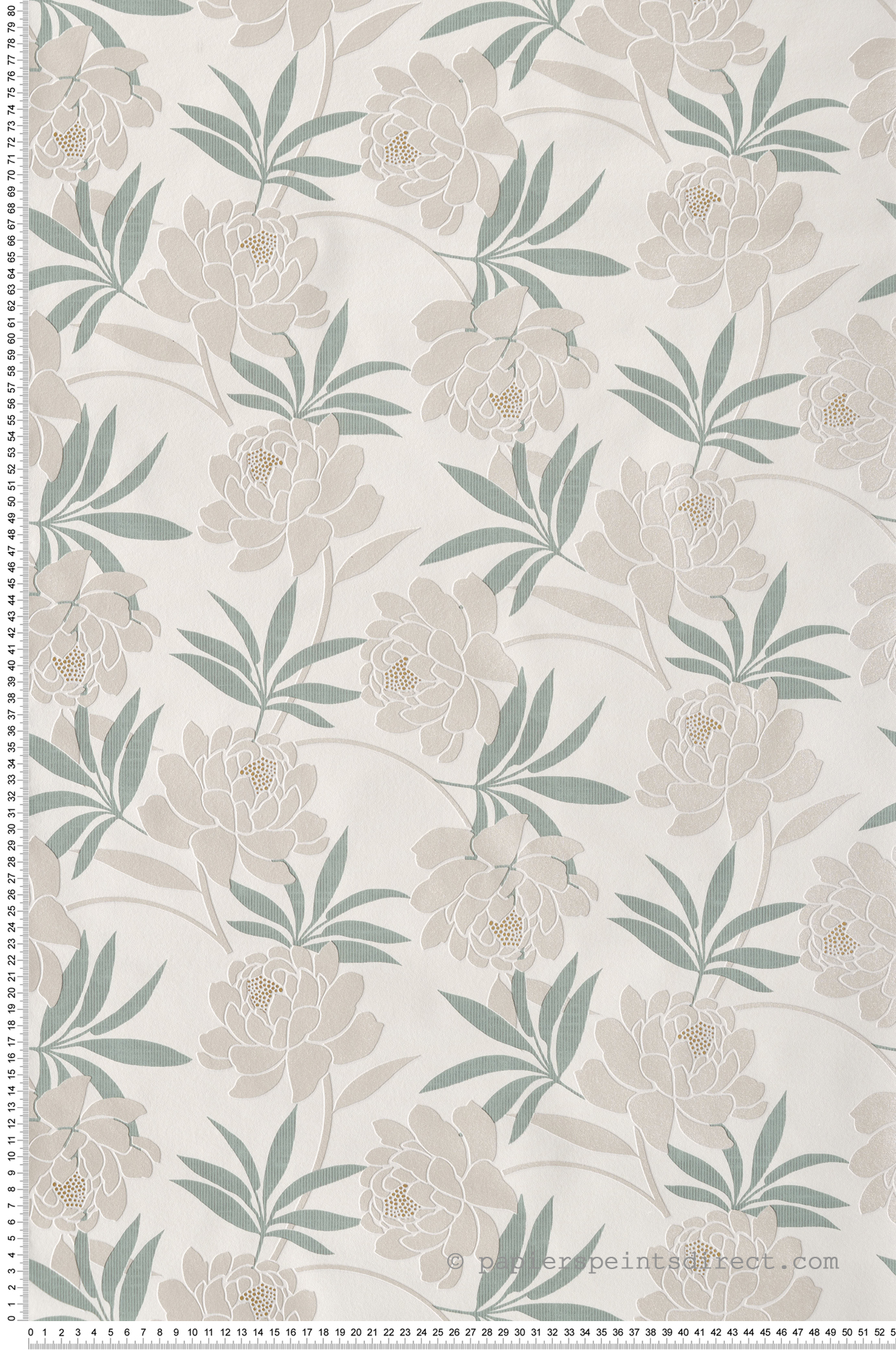Papier peint Fleuri Pivoine nacré vert - Les Essentiels de Lutèce | Réf. LTC-51213706