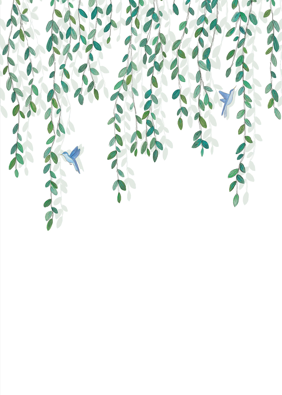 Papier peint panoramique Oiseau Feuille Birdy vert M 200X280 - Green Life 2 de Casélio | Réf. GNL2105400403