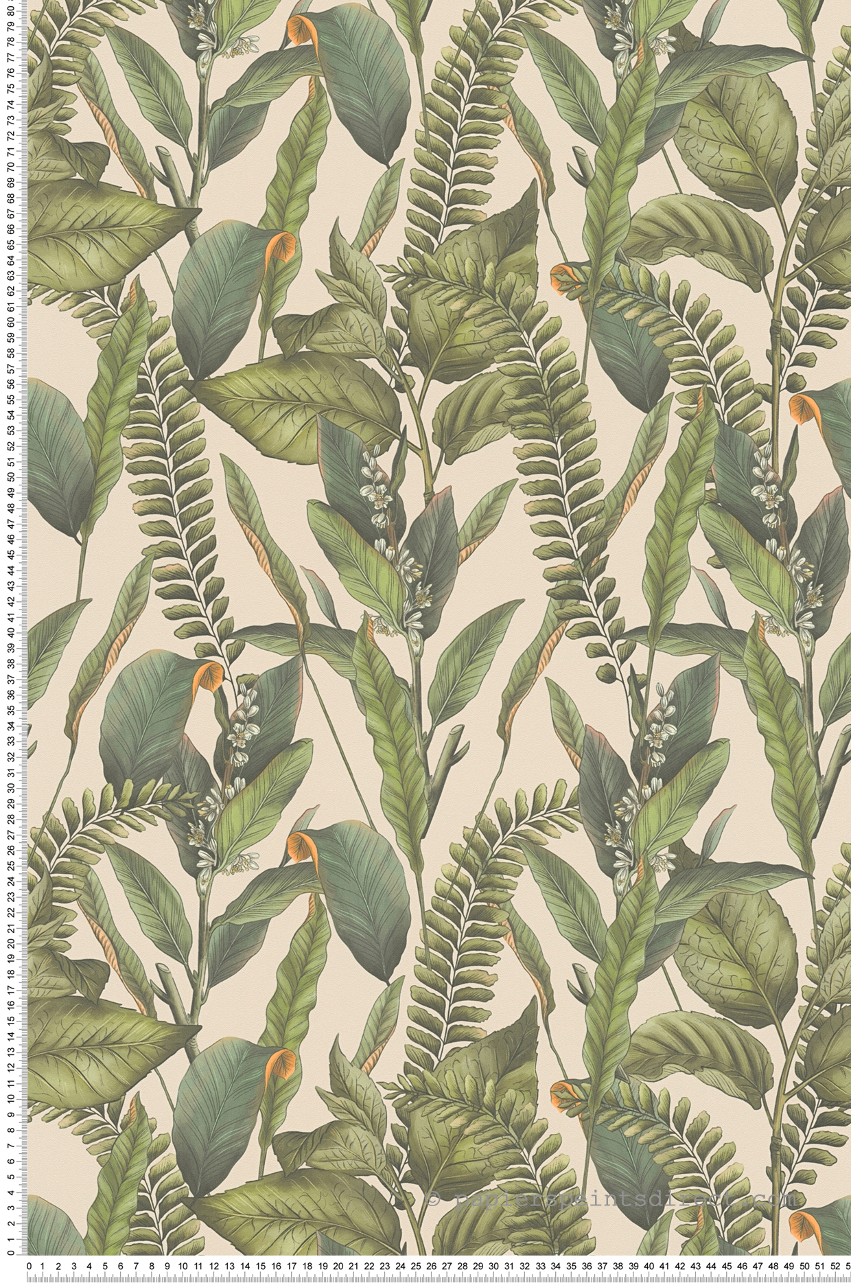 Papier peint Végétation Jungle vert beige - Drawn Into Nature de Livingwalls | Réf. 39413-2