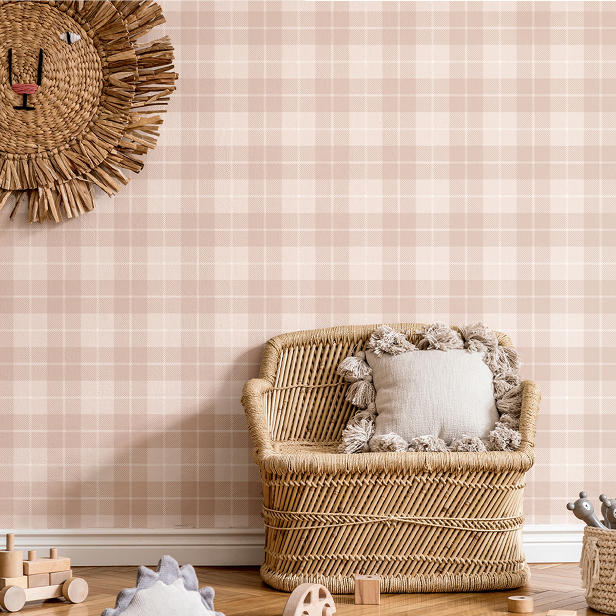 Papier peint Tartan rose blanc - Babyland 2 de Lutèce | Réf. LTC-14874