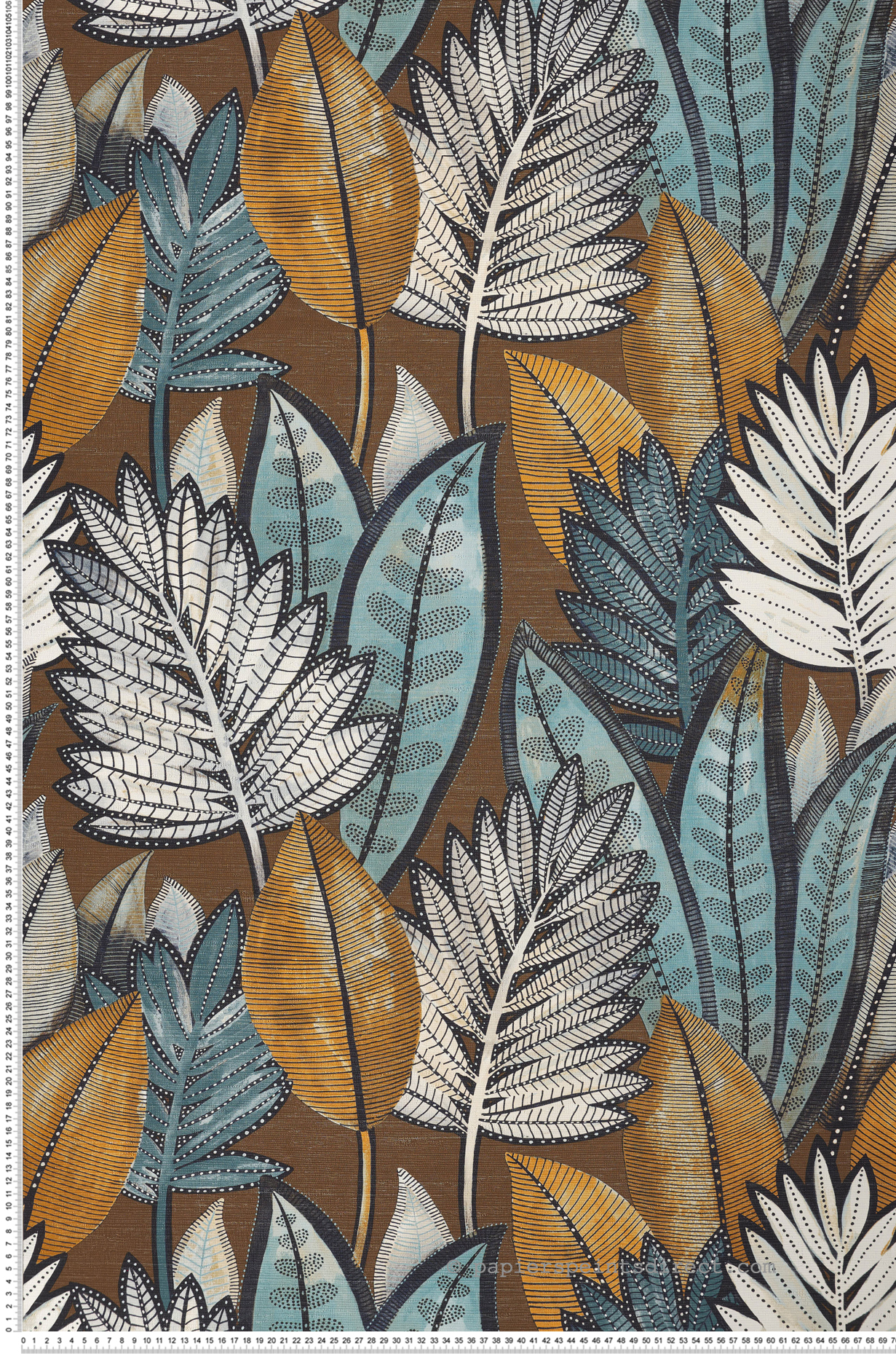 Papier peint Feuillage Sabal marron céladon - Aventura de Casamance | Réf. CAS-74680774