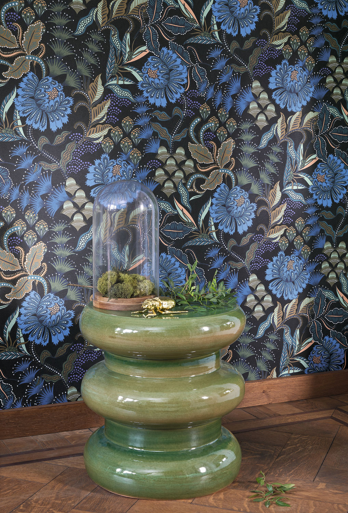 Papier peint Fleur Vintage Bloomsbury bleu indigo - Derby de Casadéco AMB2 | Réf. DERB89286312