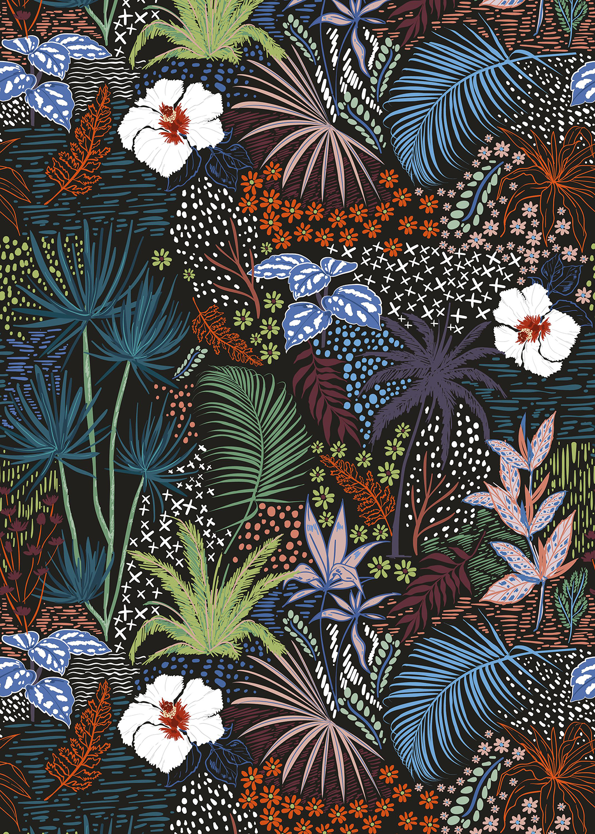 Papier peint panoramique Jungle Floral Kamea noir - Beauty Full Image 2 de Casadéco | Réf. BFM102537490